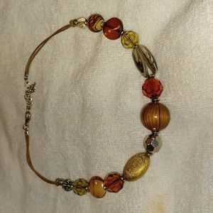 Brown and tan stone and beaded adjustable necklace